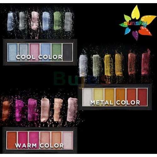 Seamiart 6 color Cool/Warm/Metallic Pearlescent watercolor solid pigment watercolor flash sub package drawing art supplies