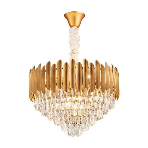 Led e14 Postmodern Iron Crystal Golden Lustre Chandelier Lighting Suspension Luminaire Lampen For Dinning Room