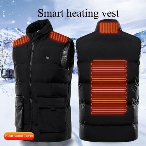 4 Areas Warm Sprots Thermal Coat Clothing Heatable Vest Heated Jackets USB Mens Womens Winter Outdoor Electric Heating Jackets