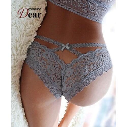 Comeondear Knickers For Women Plus Size 2XL 3XL Lace Briefs See Through Sexy Underwear Women Low Rise Brazilian Panties PB5172