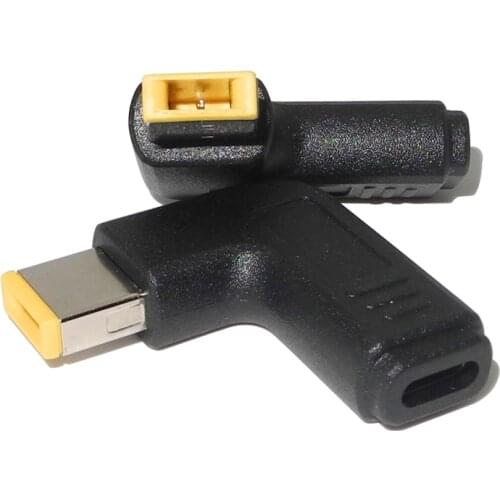 USB C 3.1 Type C Female to Rectangle Male PD Emulator Trigger Angled DC Plug Power Adapter Square Converter for Lenovo Thinkpad