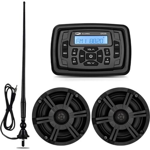 Waterproof Marine Stereo Bluetooth Audio Radio Receiver Car MP3 Player For RV Yacht Motorcycle+6.5" Marine Speaker+FM AM Antenna