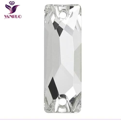 YANRUO Top 3255-Cosmic Baguette Clear White Crystal Sew on Rhiniestone Crystals All for Sewing Stones Decorative