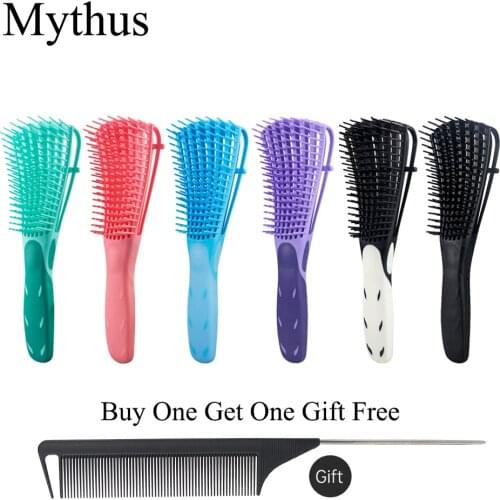 Mythus Women Scalp Massage Octoups Comb Detangling Wet Hair Brush Afro America African Wavy Curly Hair Detangling Brush For Girl