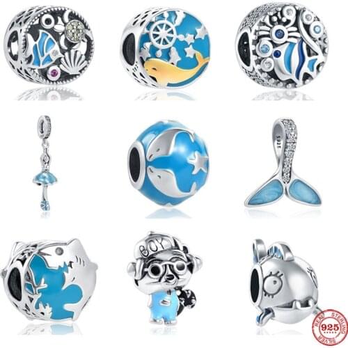 Summer new 925 sterling silver ocean fish girl dance beauty diy Beads fit Original Pandora Charms Bracelet DIY Women Jewelry
