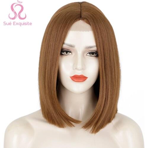 SUe EXQUISITE Synthetic Short Bob Wigs for Women Black/Blonde/Red/Pink/Light brown Wigs Party Daily Use Shoulder Length