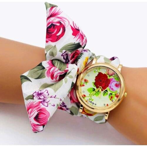 Shsby 2018 New Women Watch Luxury Brand Casual Flower Quartz Clock For Women Floral Cloth Wrist Watch Reloj Mujer Drop Shipping