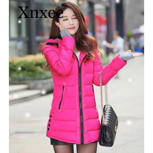 Women winter hooded warm coat plus size candy color cotton padded jacket female long parka womens wadded jaqueta feminina