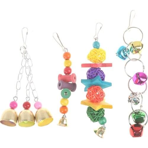 1/7PCS Pet Tool Parrot Birds Toy Kit Swing Hanging Bells Wooden Bridge Accessories Bird Toy Standing Training high quality