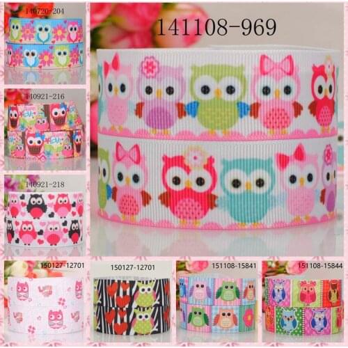 10yards -different sizes -lively cartoon Owl ribbon printed Grosgrain ribbon
