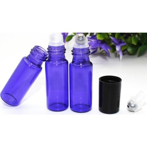 10ml cobalt blue Thick Glass Roll On Essential Oils Bottle Perfume + Metal Roller Ball 1000PCS/LOT Wholesale Bulk Price