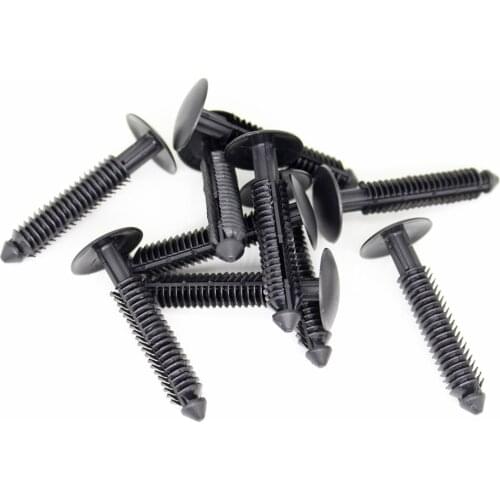 10pcs Black Nylon Rocker Pannel Clips Trim Mountings Pins Fastener Screws for Ford Mustang 2005-On W710532-S300