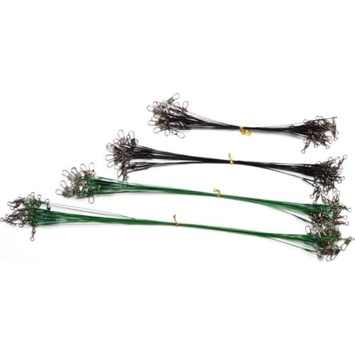 10Pcs Fishing Steel Wire Leader Lure 15/20/25/30cm with Guide Ring Fishing Accessories