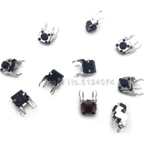 100pcs/lot 6*6*5MM half bracket touch switch Black side press No.2 bracket 6x6x5 copper pin button