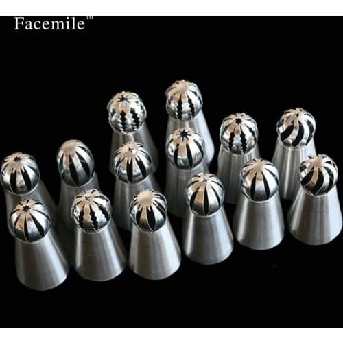 14pcs/set Stainless steel Russian Tulip Flower Icing Piping Nozzles Cake Decoration Rose Cupcake Cream Pastry Baking Tool 53039