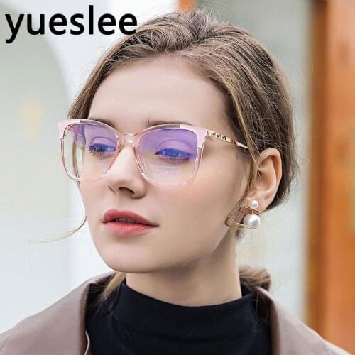 46964 Plastic Titanium Cat Eye Glasses Frame Men Women Optical Fashion Anti Blue Computer Eyeglasses