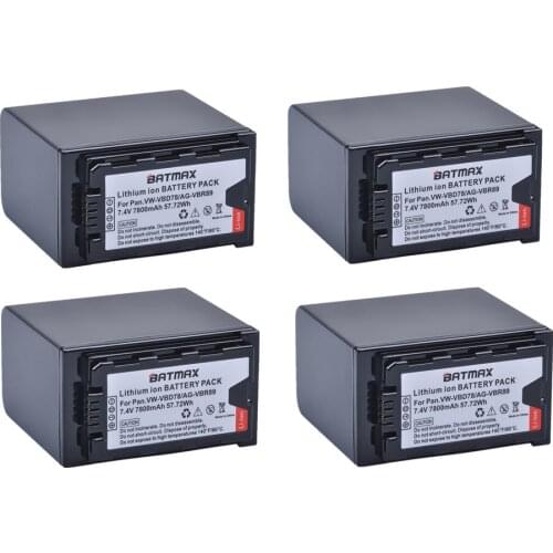 Bamtax 4pc VW-VBD78 VBD78 Li-ion Battery for Panasonic VW-VBD58 VBD29 VBD58 VBR89 Batteries AJ-HPX260MC,HPX265MC,PX270,PX298