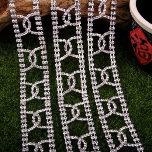 Free Shipping 5 yards Crystal Rhinestone Trim, Rhinestone Applique, Wedding Applique,Rhinestone Chain MALI039