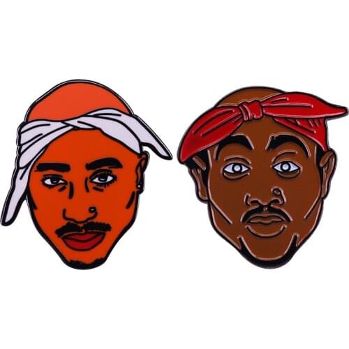 Tupac Shakur Singer Rapper Thug Life Hip Hop Brooch Pins Enamel Metal Badges Lapel Pin Brooches Jackets Fashion Jewelry