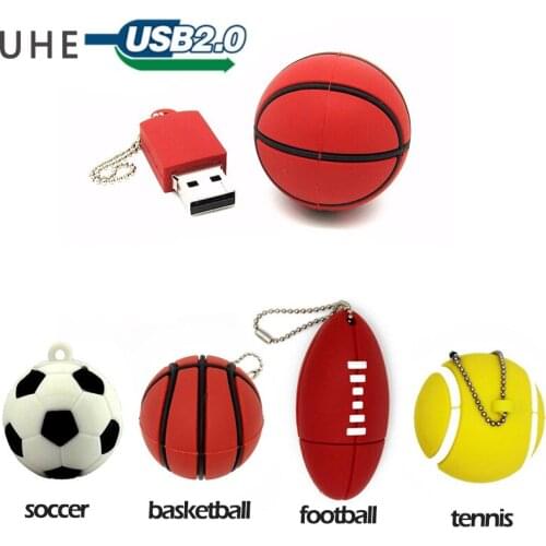 Pendrive basketball/football usb flash drive 4GB 8GB 16GB 32GB 64GB cute soccer/tennis memory stick creative gift pen drive