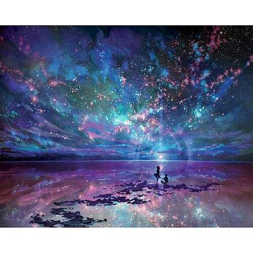 GATYZTORY Starry sky Frame Picture Diy Painting By Numbers Coloring By Numbers Acrylic Canvas Painting Handpainted Drawing Art