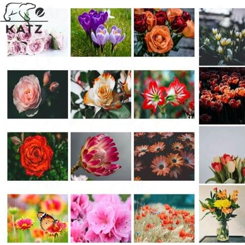 Beautiful Lily Flower Diamond Painting Modern Colorful Variety of Flowers Diamond Mosaic Handmade Diy Diamond Cross Stitch Decor