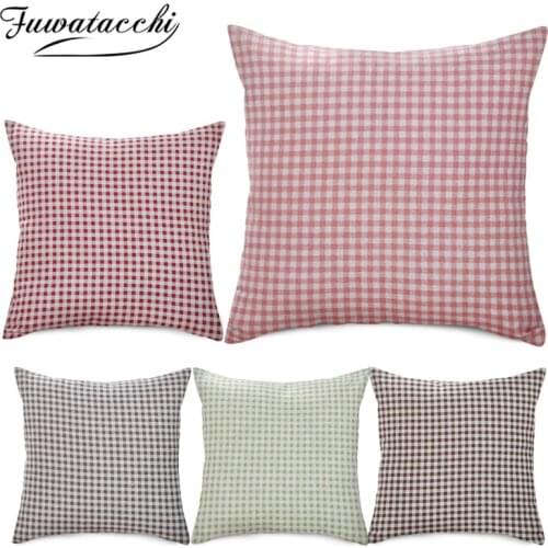 Fuwatacchi Line Red Plaid Picture Cushion Cover Geometric Striped Decorative Pillow Covers For Home Sofa Throw Pillow Cases New
