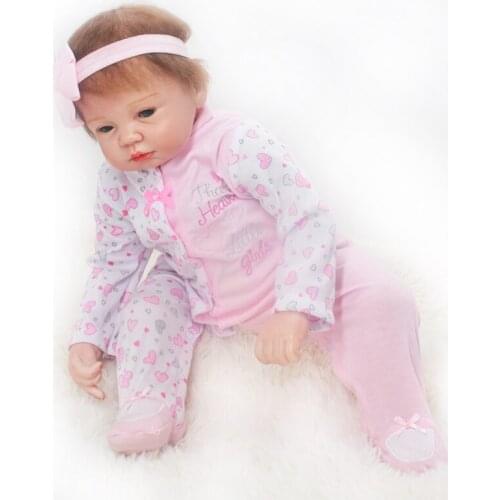 20 Inch 50cm Reborn Doll Cotton Body Soft Reality Touch Rebirth Baby Dolls Cute Pink Girl Blue Big Eyes Childrens Playmates