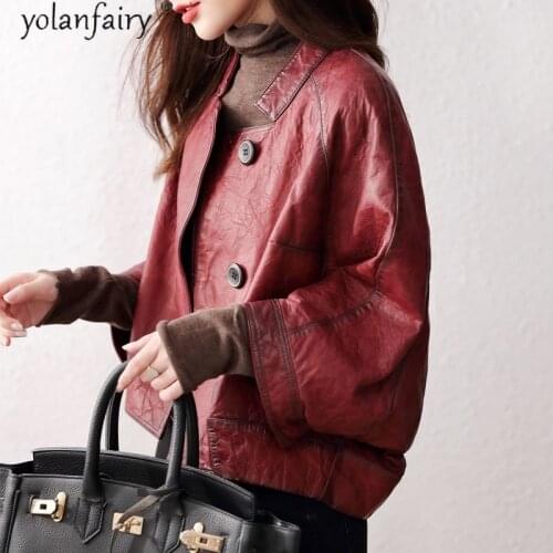 Real Leather Jackets Women Spring Autumn Natural Sheepskin Coat Female Jacket 2021 Vintage Oversized Coats Veste Cuir Femme