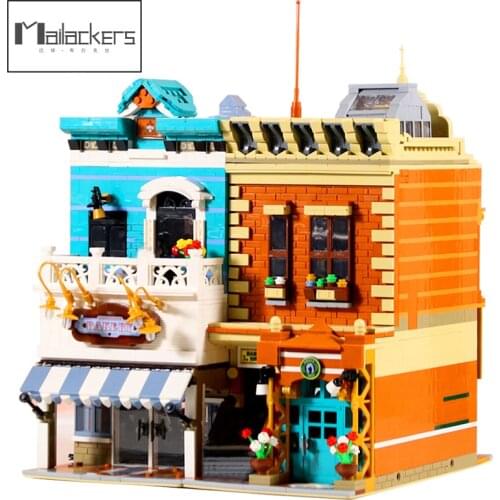 Mailackers City House The Bakery and Barber Shop with Led Light Modular MOC Building Blocks City Street View Store Bricks Toys