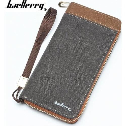 Baellerry men wallets multifunction Male clutch coin pocket long zipper Design canvas wallets big capacity purse Phone bag