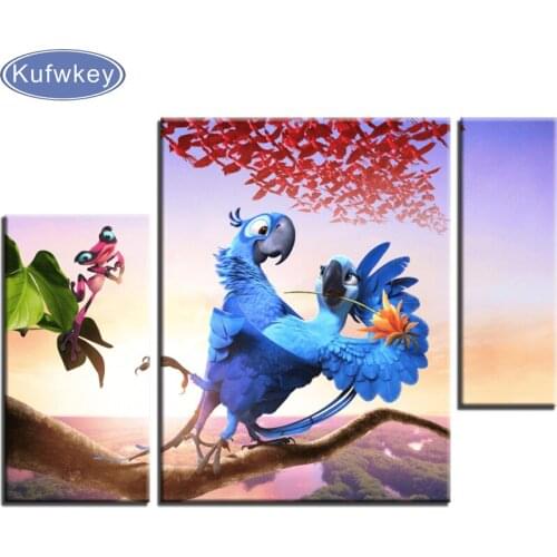 Diy Diamond Painting Cross Stitch kits 3 Piece Frog parrot tree DIY Diamond Embroidery full display diamond Mosaic Home Decor