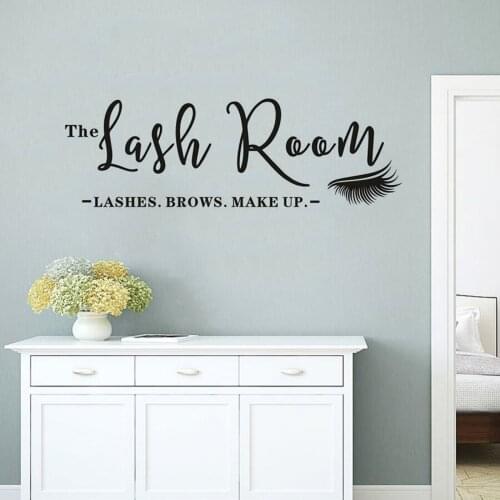 Lash Room Eyelash Studio Wall Sticker Beauty Salon Window Decor Lashes Brows Make Up Vinyl Wall Art Decal Mural Posters C237