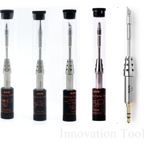 Original TS B02 BC02 D25 K4 J02 Soldering Iron Tip Chisel Conical Replacement Solder Bit Head for TS80 TS80P Mini Soldering Iron