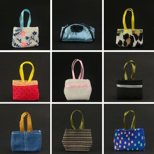 5 Pcs / lot New Cloth material Handbag Fashion bag For barbie doll High quality backpack Doll accessories