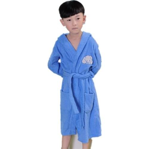 2021 New Children Toweled Bathrobe Kids Thick Warm Hooded Bath Robe Girls Boys Pyjamas Homewear Kids Nightwear B11
