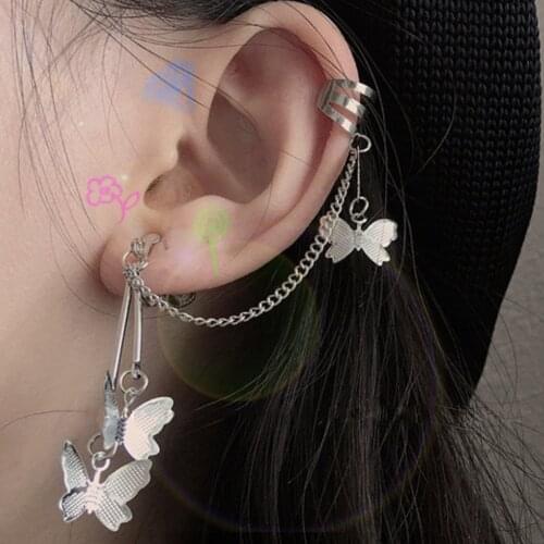 New Butterfly Fairy Exaggeration 2020 Tassel Elegant Cool Unique Ear Bone Clip Exquisite Dangle Earrings For Women Jewelry Gifts