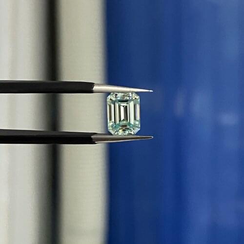 Meisidian 2021 New Style GRA Color D 10*12mm Light Blue Popular Emerald Cutting Synthetic Moissanite Stone Make For Ring