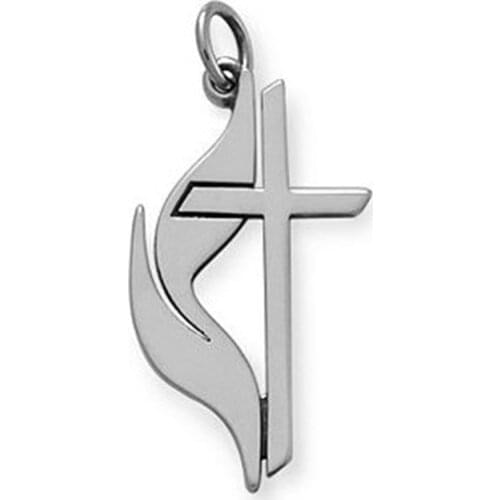 United Methodist Cross CHARM to represent Christ and the flames to symbolize the presence of the Holy Spirit