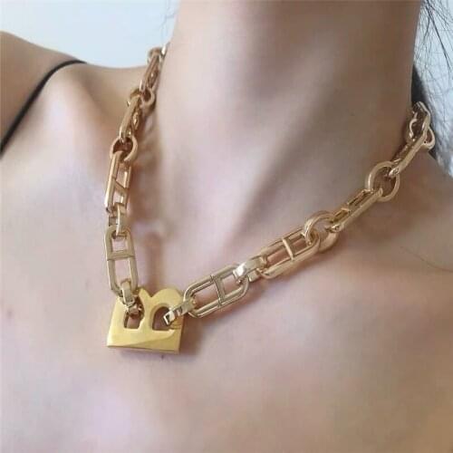 Hot Punk Rock Letter B Necklace For Women Men Designer Thick Link Chain Chunky Choker Fashion Hip Hop Jewelry