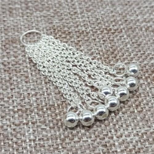 925Sterling Silver Chain Bead Tassel Charms Pendants for Bracelet Necklace