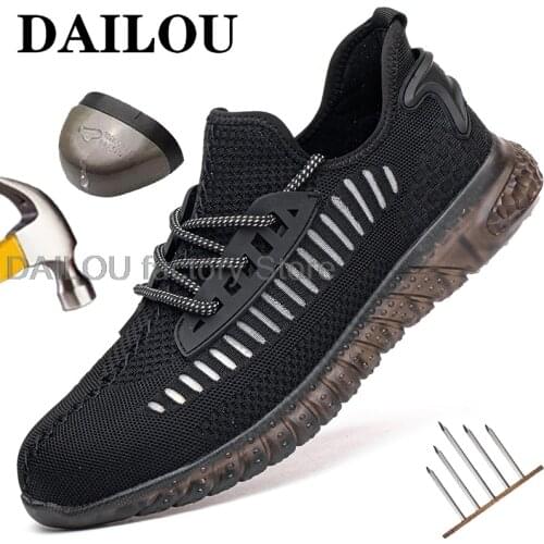 Work Sneakers Safety Shoes Men Puncture Proof Work Boots Steel Toe Industrial Shoes Breathable Safety Boots Men Women Work Shoes