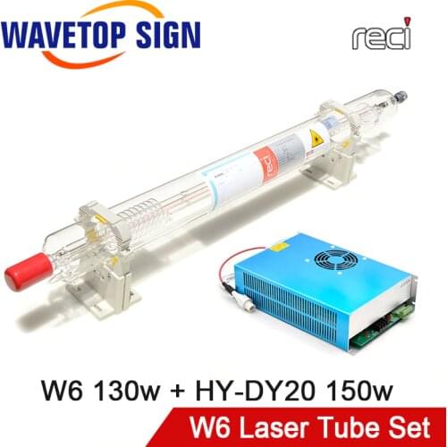 RECI Laser Tube W6 130W Length 1650mm Dia.80mm + Laser Power Supply DY20 CO2 Laser Tube for Laser Engraving Cutting Machine