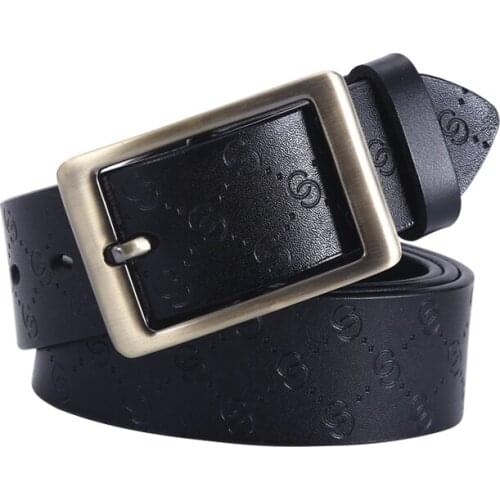 Aoluolan mens belt ladies belt luxury belt alloy buckle gold casual men and women retro belt 3 color white fashion belt