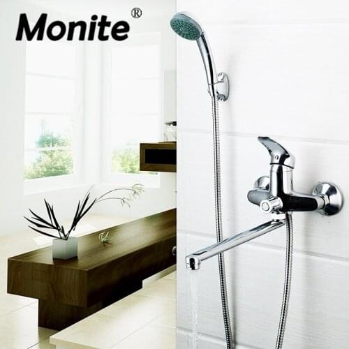 RU Modern Bathroom Shower Faucet Bath Faucet Mixer Tap Wall Mounted W/ Hand Shower Head Shower Faucet Set