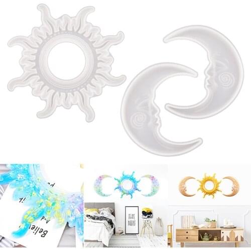 DIY Crystal Epoxy Resin Casting Mold Sun Moon Mirror Wall Decoration Silicone Mold for Home Bathroom Wall Decors