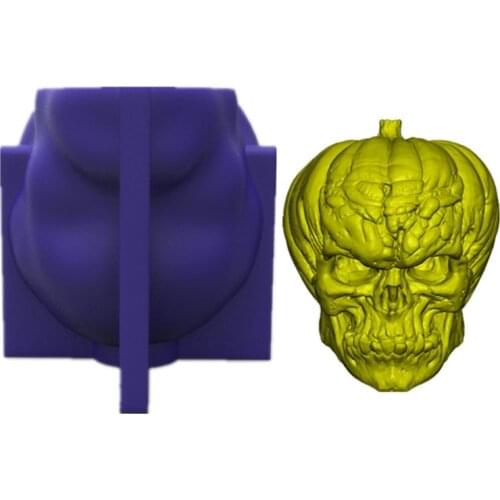 3D Pumpkin Skull Silicone Mold Keychain Resin Epoxy Craft Polymer Clay Craft DIY Ornament Jewelry Candles Making Tool