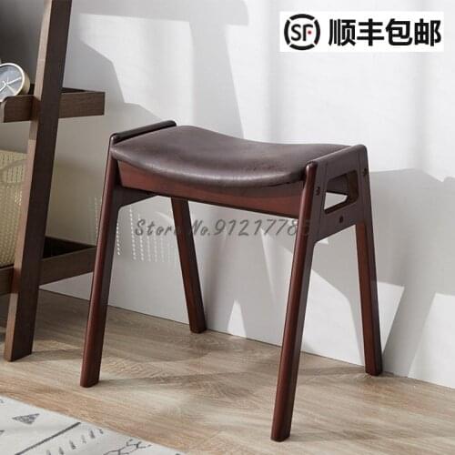 Nordic ins solid wood dressing stool bedroom makeup stool quality household light luxury dressing table stool does not occupy an