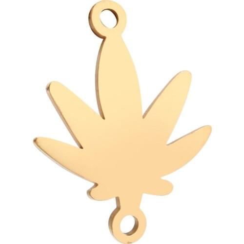 21mm*27mm Gold tone stainless steel Maple Leaf Connector for bracelet/Bangle
