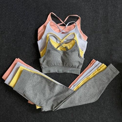 Sport Set Women Fitness Seamless Yoga Set Push Up Sports Bra High Waist Leggings Workout Clothes Outfit Gym Womens Sportswear